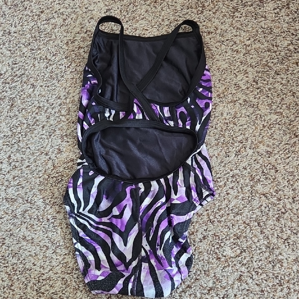 Speedo Black and Purple Patterned Swimwear - Picture 3 of 9